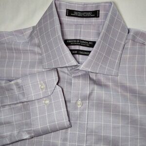 Men's Forsyth Of Canada Dress Shirt 16 32/33 Purple & White Check Cotton NonIron